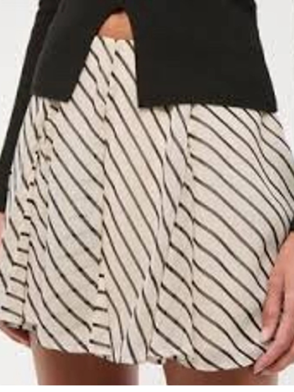Abercrombie & Fitch Ivory Mini Skirt with Black Stripes